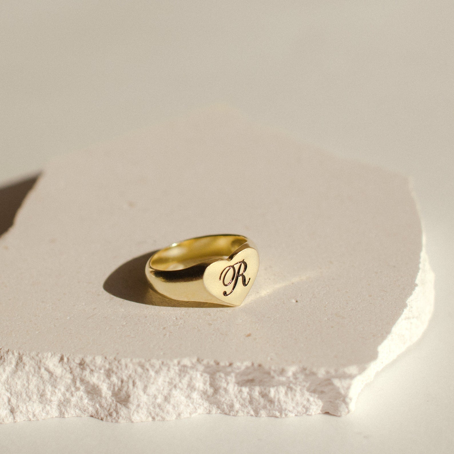 Cherished Affection: The Traditional Initial Heart Signet Ring